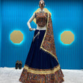 Blue navratri chaniya choli | Blue  lehenga cholis for Navratri 2024 | Print Dupatta