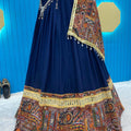 Blue navratri chaniya choli | Blue  lehenga cholis for Navratri 2024 | Print Dupatta