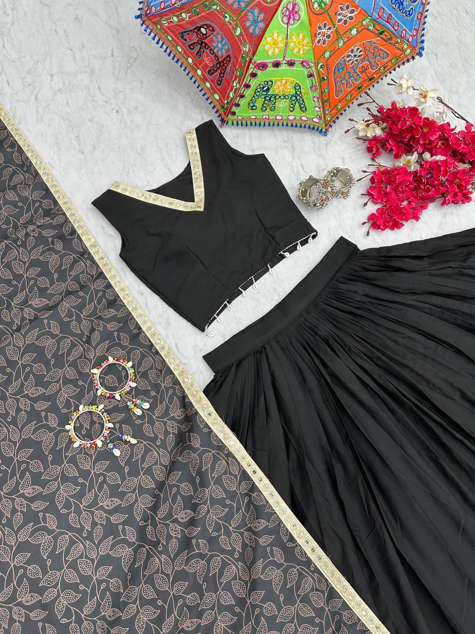 Black navratri chaniya choli | black lehenga cholis for Navratri