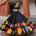 Black navratri chaniya choli | White lehenga cholis for Navratri 2024 | Black Dupatta