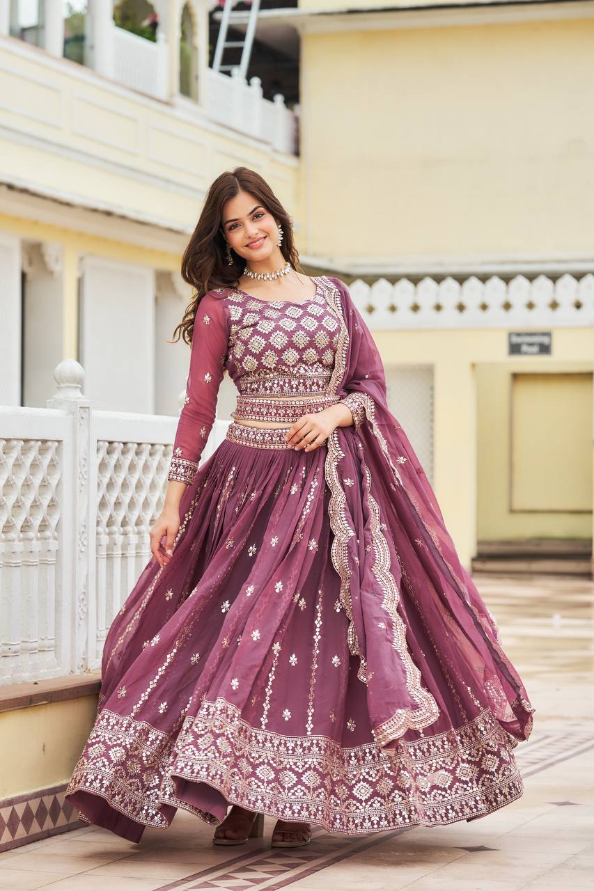 Blue Hosta Designer lehenga choli | Pink Designer lehenga choli