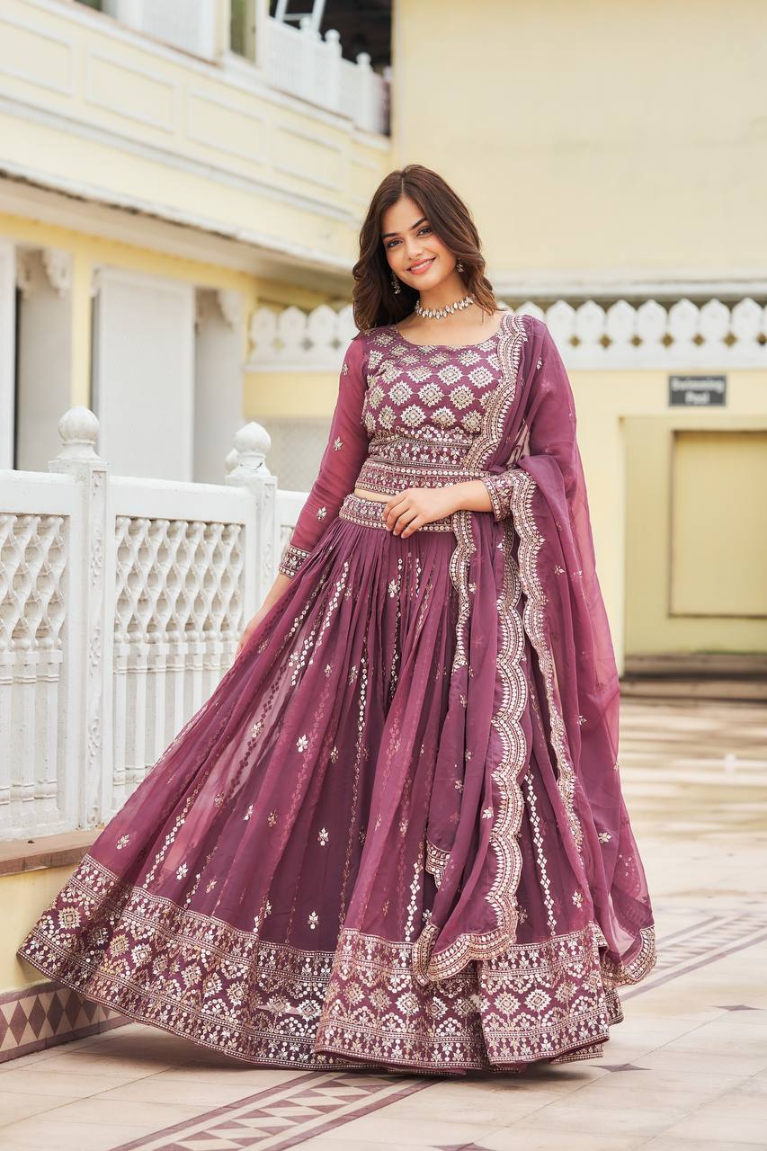 Blue Hosta Designer lehenga choli | Pink Designer lehenga choli