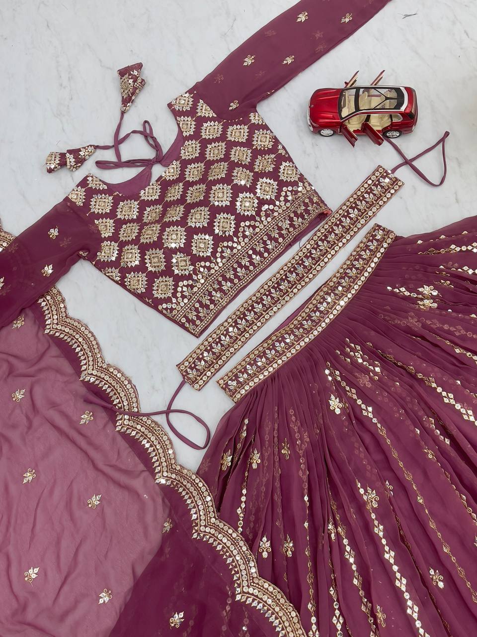 Blue Hosta Designer lehenga choli | Pink Designer lehenga choli