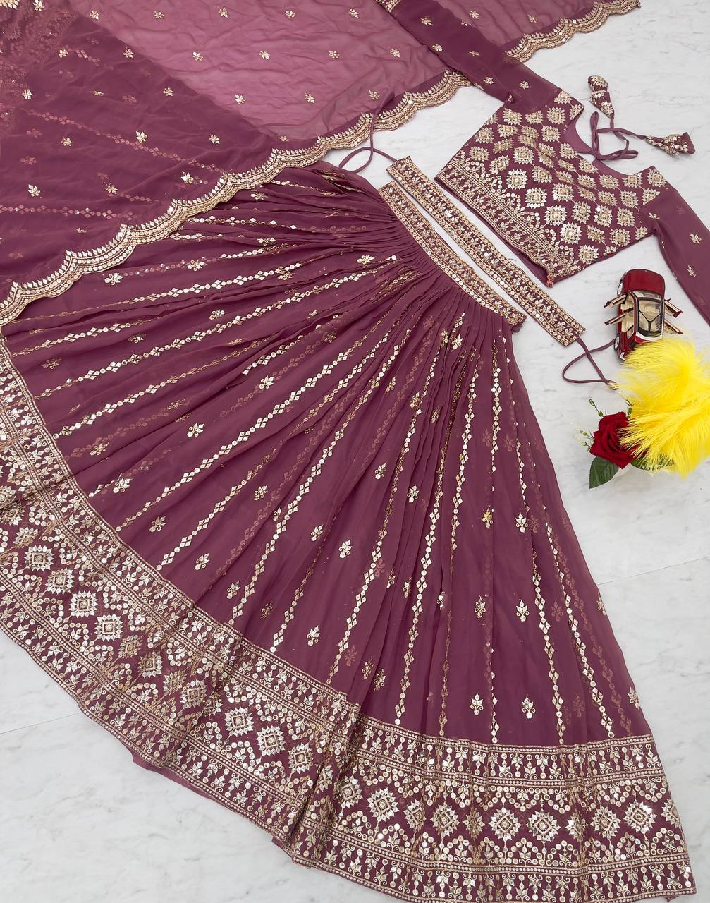 Blue Hosta Designer lehenga choli | Pink Designer lehenga choli