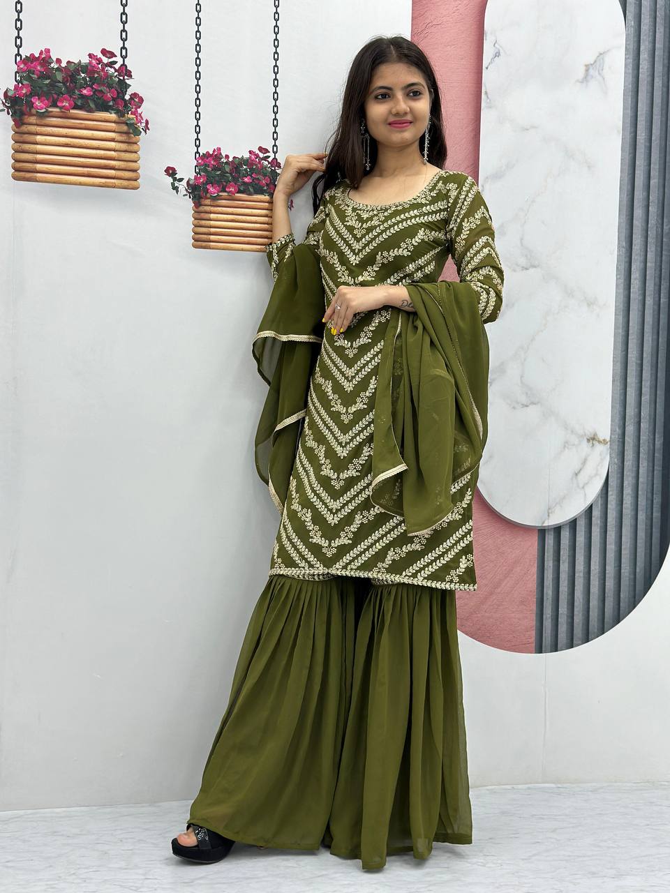 Women Green Salwar Suit | Heavy Fox Georgette | Heavy Embroidery Sequence Work